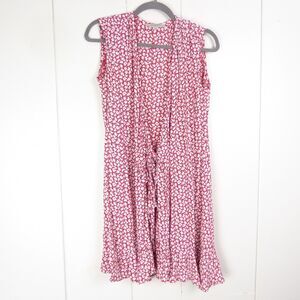 Allsaints Dress Womens Size Medium Floral Wrap Mini Above Knee Red & White